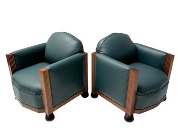 Two Art Deco Amsterdamse School Lounge Chairs by Fa. Drilling Amsterdam, 1920s